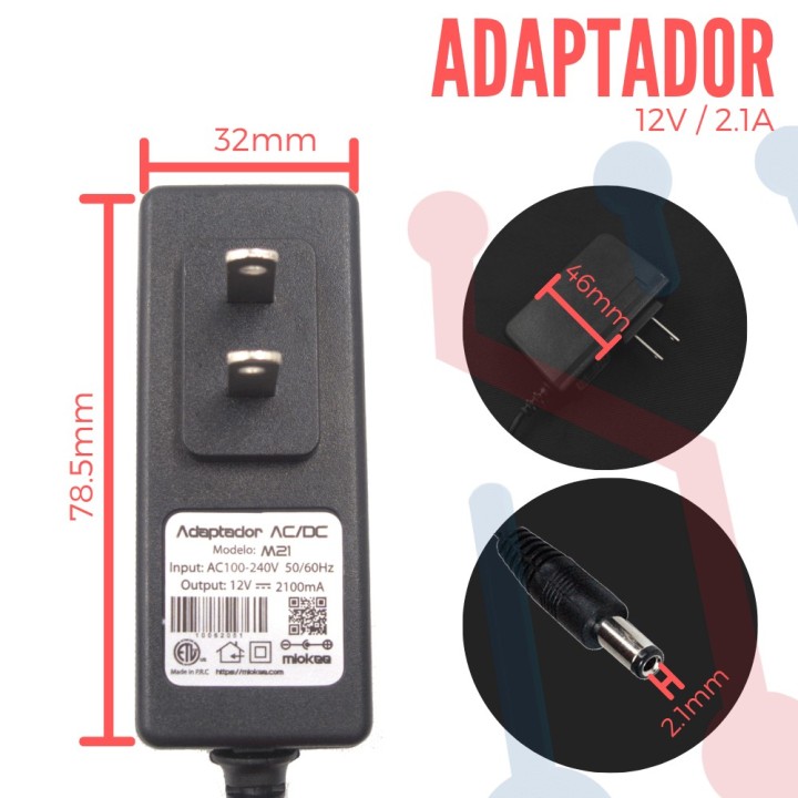 Adaptador de voltaje 12V 2.1A