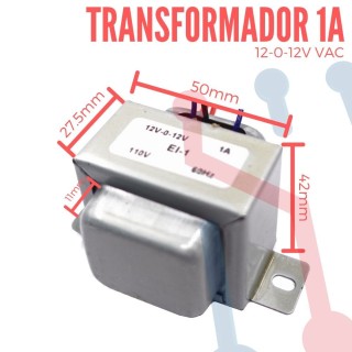 Transformador 12VAC-0-12VAC 1A
