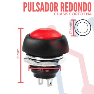 Pulsador Rojo Chasis  Corto NA