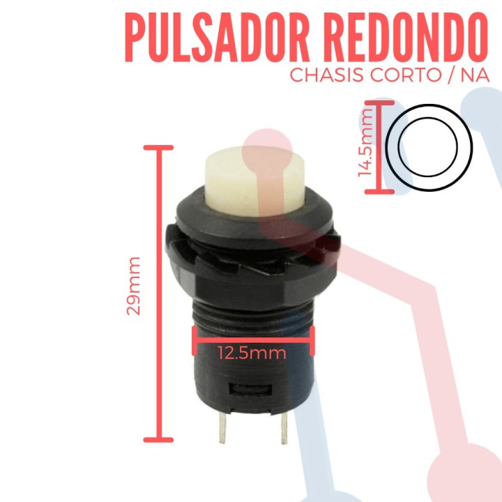 Pulsador Blanco Chasis  Corto NA 12.5mm
