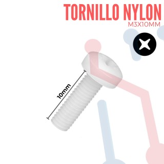 Tornillo Nylon Cabeza Redonda M3 10mm