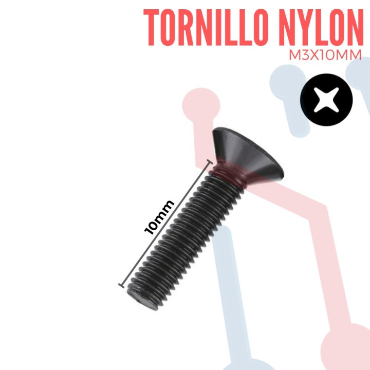 Tornillo Nylon Cabeza Plana  M3 10mm