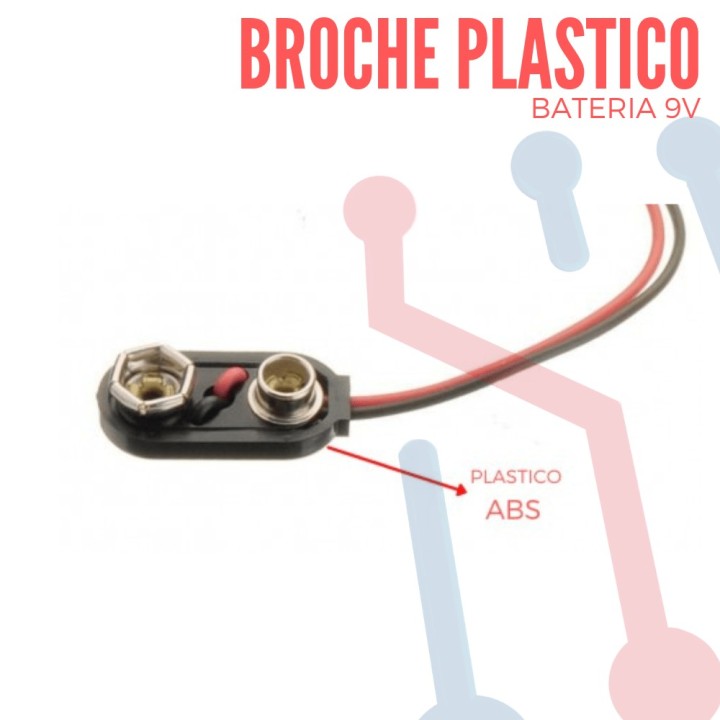 Broche Plástico para  Batería 9V