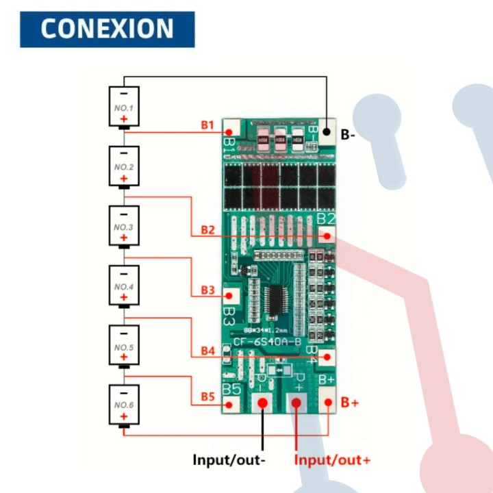 Cargador BMS 18650 6S 40A