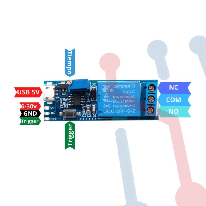 Temporizador Con Rele De 0-24 Seg Micro Usb