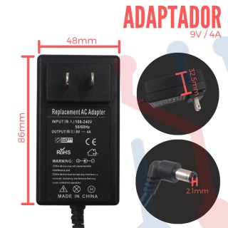 Adaptador de Voltaje 9V 4A