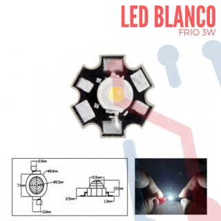 Led 3W Blanco Frio  con Disipador