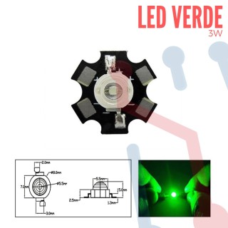 Led 3W Verde con Disipador