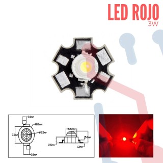 Led 3W Rojo con Disipador