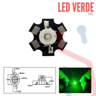 Led 1W Verde con Disipador