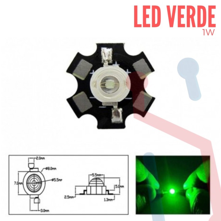 Led 1W Verde con Disipador