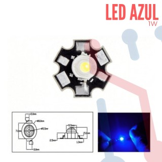 Led 1W Azúl con Disipador