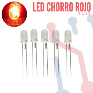 Led Chorro 5mm Rojo (5 Pcs)