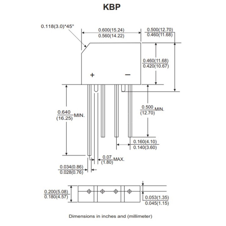 Puente Rectificador 600V 2A (KBP206)