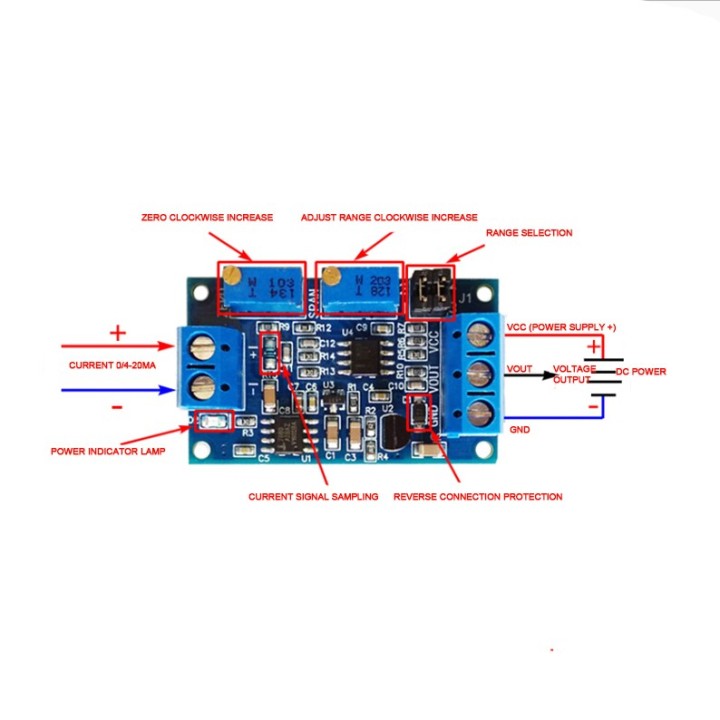 Convertidor Corriente a Voltaje 0-20mA a 0-5V