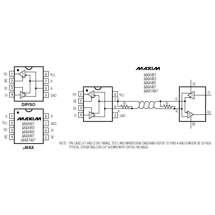 Circuito Integrado MAX485  (Transceptor  RS-485/RS-422 )