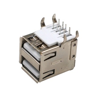 Conector USB Hembra Doble  Tipo A 90° para PCB