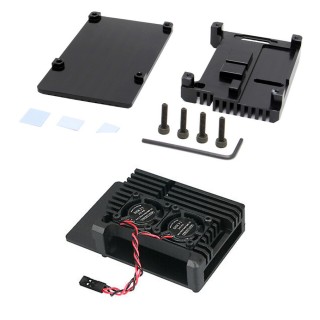 Caja en Aluminio con Doble Ventilador para Raspberry PI 4