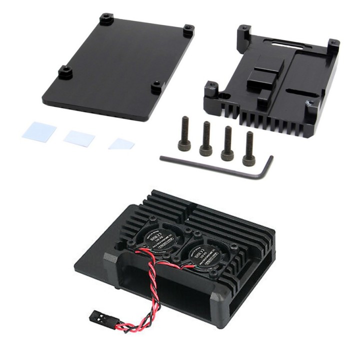 Caja en Aluminio con Doble Ventilador para Raspberry PI 4
