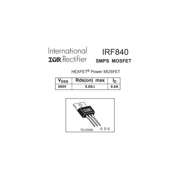 MOSFET Canal N IRF840