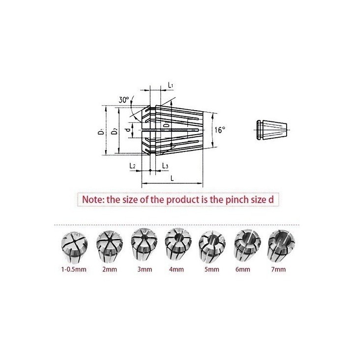 Kit de Boquillas para Mandril ER11 7Pcs 1 A 7mm