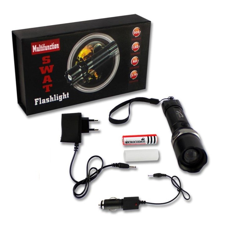 Linterna Recargable con Zoom 3 Modos de Ilumincación