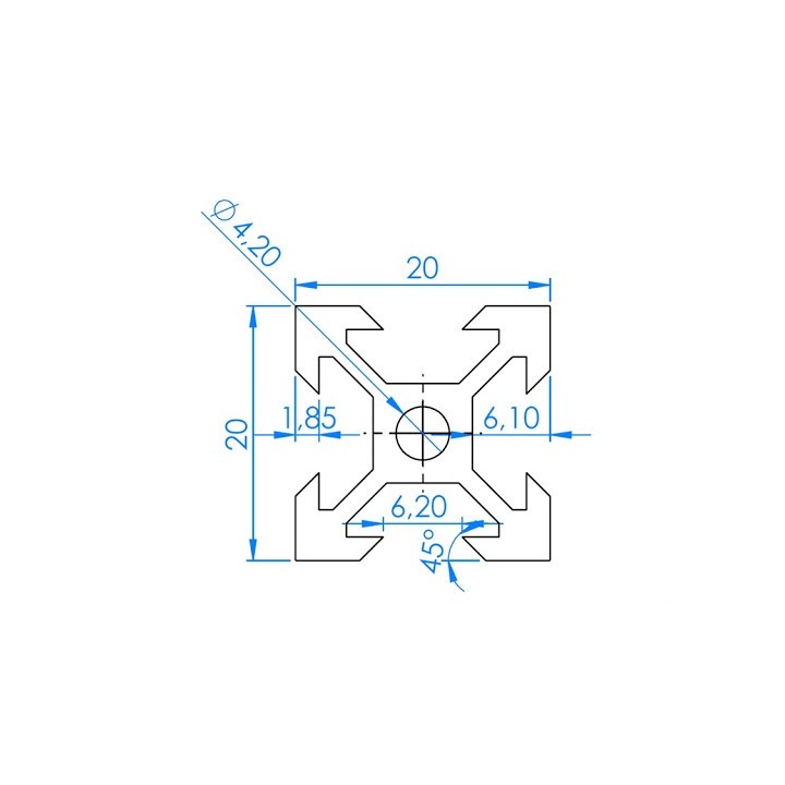 Perfil V-SLOT 2020 (100CM)