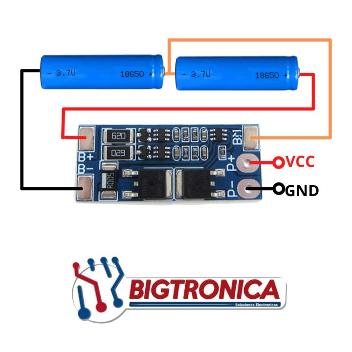 Cargador BMS 18650 2S 8A