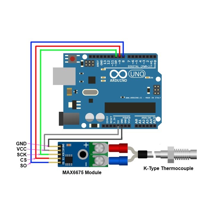 Tarjeta MAX6675 con termocupla tipo k 0º C~ 800ºC