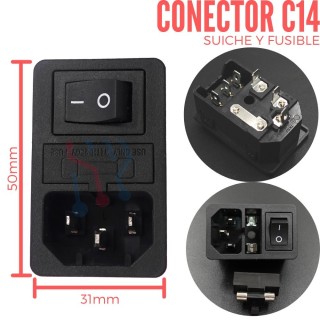 Conector de Cable de Poder, Porta-fusible y Suiche