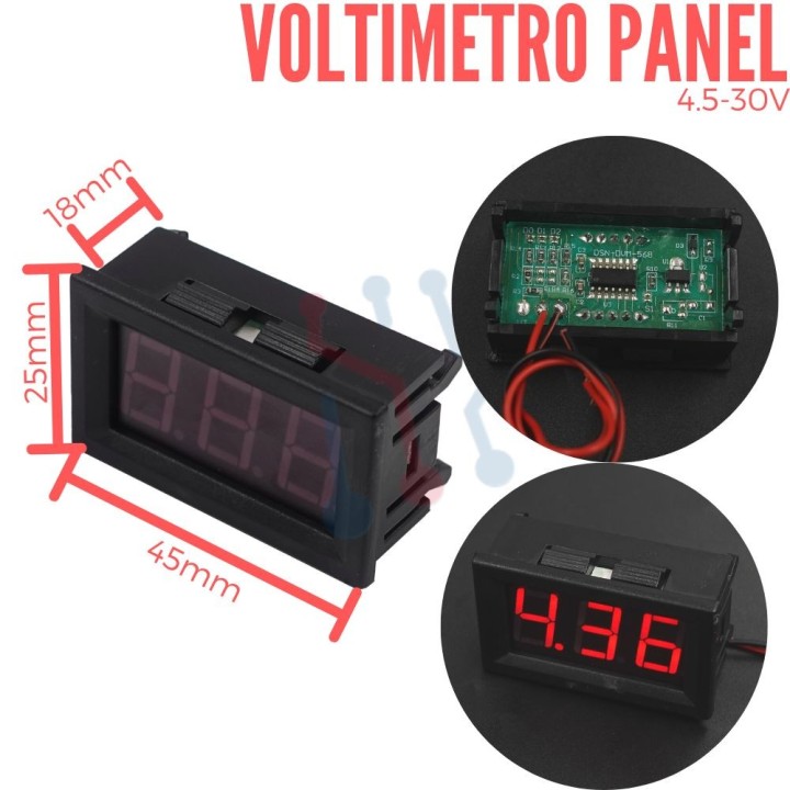 Voltímetro de Panel  4.5V-30V DC