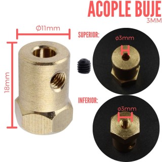 Acople Buje 3mm para Rueda 